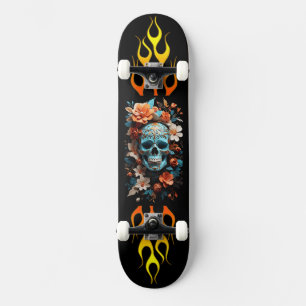 Schedel en Bloemen, Vuur, Snelheid, Skateboard