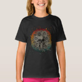  SCHEDEL EN BLOEMEN ZWART EN WIT T-SHIRT (Voorkant)