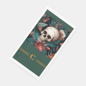 Schedel en bloemenmonogram servet (Hoek)