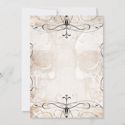  schedel en bloemkelders schoeisel uitnodigen kaart (Achterkant)