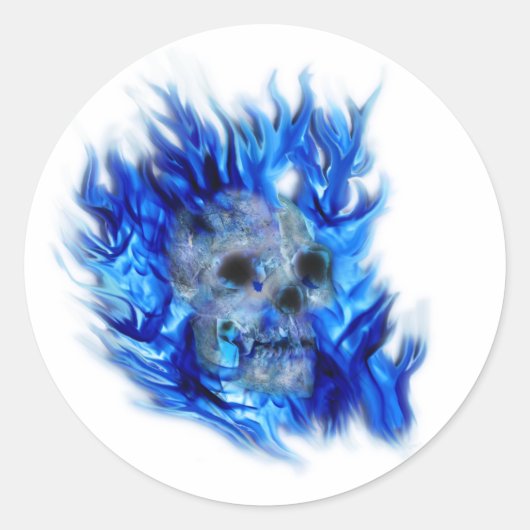 Schedel en Blue Flames Spooky Art Stickers (Voorkant)
