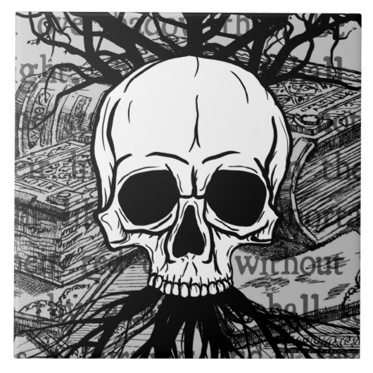 schedel en boeken tegeltje (Voorkant)