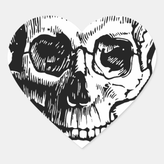 Schedel en Bot Hart Sticker (Voorkant)
