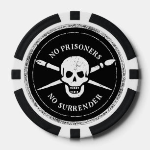 Schedel en Botten borstel en penspaanders Poker Chips