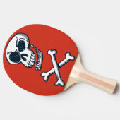 schedel en botten cartoon stijl grappige illustrat tafeltennisbatje (Zijkant)