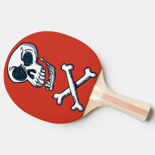 schedel en botten cartoon stijl grappige illustrat tafeltennisbatje (Zijkant)