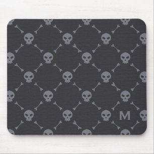 Schedel en botten dambordpatroon grijs Monogram Muismat