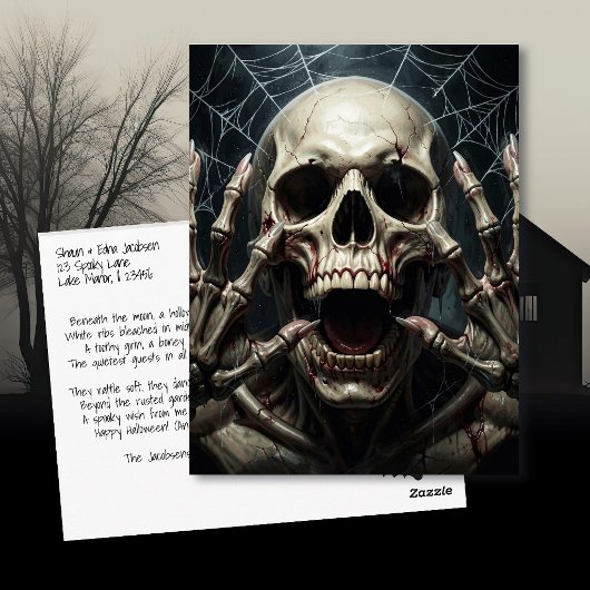 Schedel en Botten | Enge Halloween Groeten Briefkaart