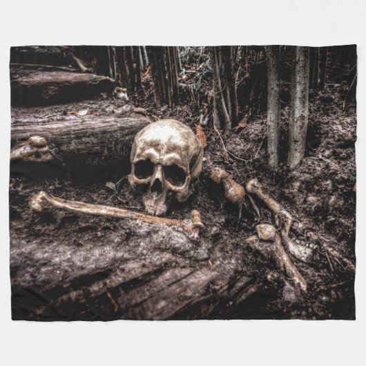 SCHEDEL EN BOTTEN FLEECE DEKEN (Voorkant (Horizontaal))