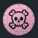 Schedel en botten girly roze dart board ontwerp dartbord<br><div class="desc">Schedel en botten girly roze dart board ontwerp. Schattige cadeau idee voor kinderen. Kleur kan worden veranderd.</div>