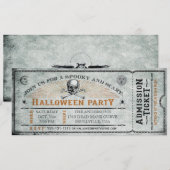 schedel en Botten Halloween Party Ticket Kaart (Voorkant / Achterkant)