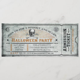 schedel en Botten Halloween Party Ticket Kaart