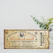 schedel en Botten Halloween Party Ticket Kaart (Staand voorkant)