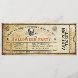 schedel en Botten Halloween Party Ticket Kaart