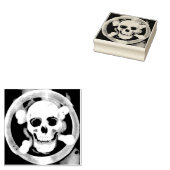 Schedel en Botten in een kanon vat Rubberstempel (Gestempeld)