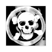 Schedel en Botten in een kanon vat Rubberstempel (Afrduk)