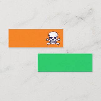 Schedel en botten oranje en groene mini visitekaar visitekaartje