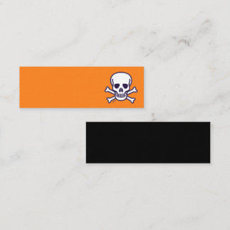 Schedel en Botten oranje en zwarte mini visitekaar Visitekaartje