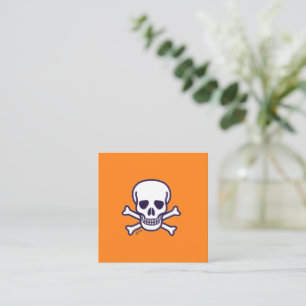 Schedel en botten oranje vierkante visitekaartje