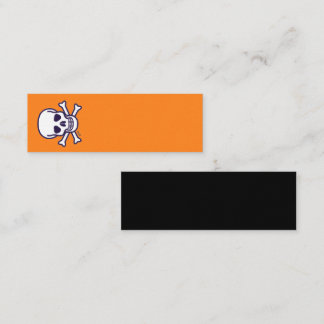Schedel en botten oranje zwarte mini visitekaartje