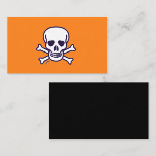 Schedel en Botten oranje zwarte standaard visiteka Visitekaartje