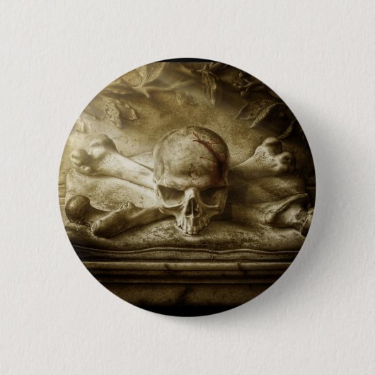 schedel en botten ronde button 5,7 cm (Voorkant)