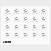 Schedel- en breinaalden (roze) ronde sticker (Vel)