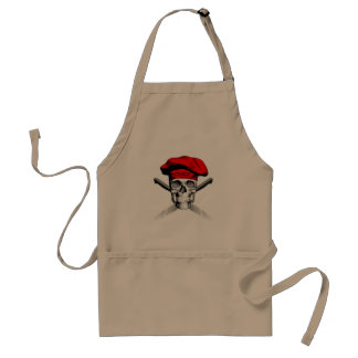 Schedel en Chef Messen: Rood Pet Standaard Schort