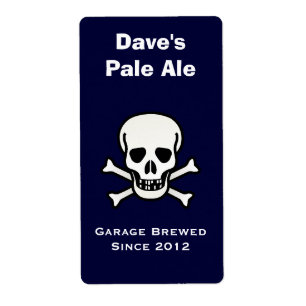 Schedel en Cross Botten Mini Bierlabel Etiket