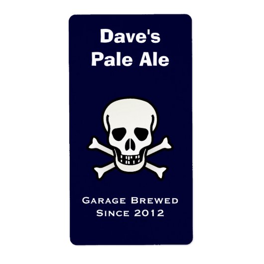 Schedel en Cross Botten Mini Bierlabel Etiket (Voorkant)