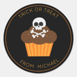 Schedel en Crossbones Cupcake Halloween Sticker