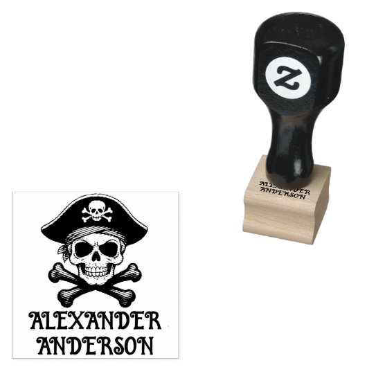 Schedel en Crossbones Personaliseer Rubber Stamp Rubberstempel (Gestempeld)