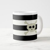 Schedel en Crossbones Pirate Black Stripes Grappig Grote Koffiekop (Voorkant rechts)