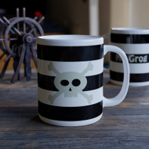 Schedel en Crossbones Pirate Black Stripes Grappig