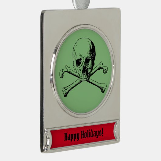 Schedel en Crossbones Pirate Jolly Roger Verzilverd Banner Ornament (Rechts)