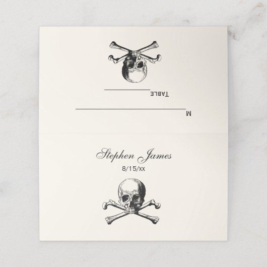 Schedel en Crossbones Plaats Kaart Escort Kaart Iv Plaatskaartje (Buitenkant ongevouwen)