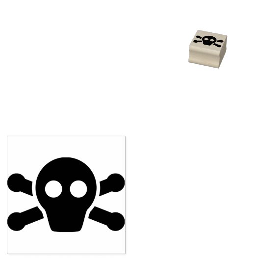 Schedel en crossbones silhouet kunst stempel (Gestempeld)