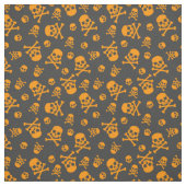Schedel en Crossbones Sinaasappel Halloween Stof (Swatch)