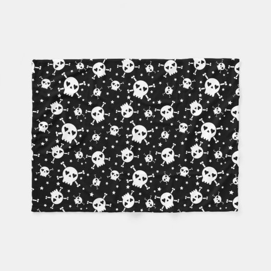 Schedel en Crossbones Zwarte Sherpa Fleece Deken (Voorkant (Horizontaal))