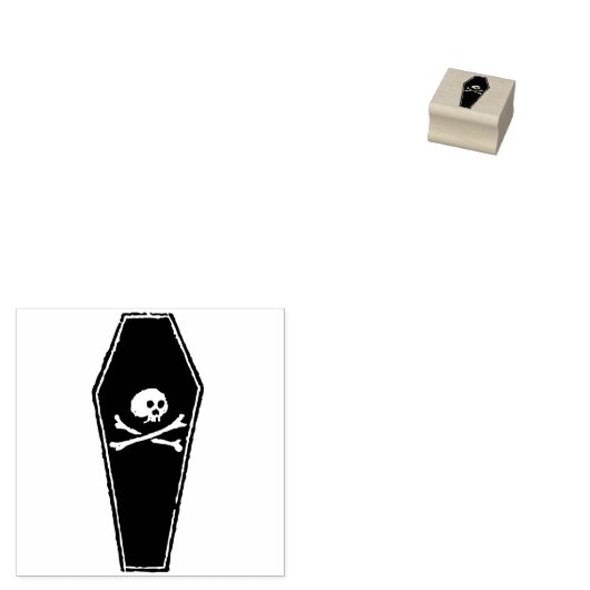 Schedel en doodskist silhouet kunst stempel (Gestempeld)