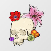 Schedel en Flora Raamsticker (Vel)