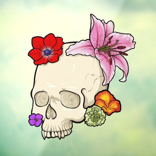 Schedel en Flora Raamsticker (Vel 3)