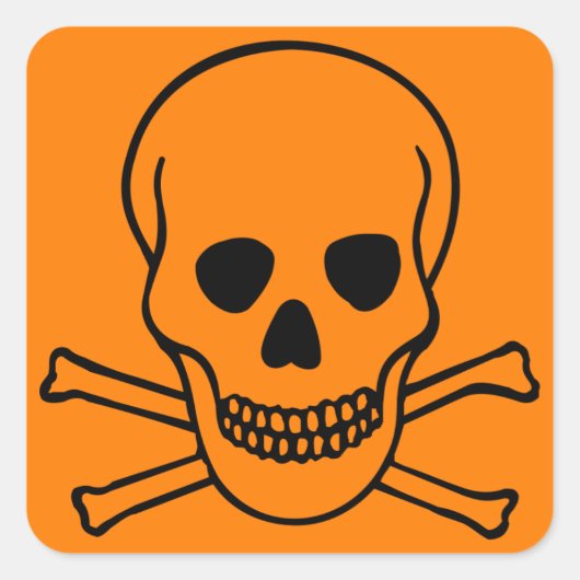 Schedel en gekruiste beenderen gevaar vierkante sticker (Voorkant)