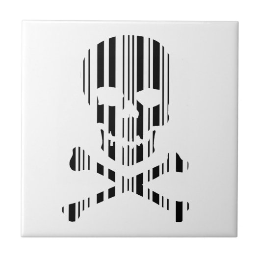 Schedel en gekruiste botten BAR CODE Gift Barcode Tegeltje (Voorkant)