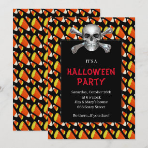 Schedel en gekruiste botten Candy Corn Halloween-f Kaart