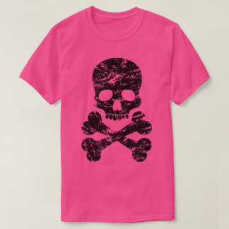 Schedel en gekruiste botten in distressed look t-shirt