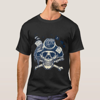 Schedel en gekruiste botten Piraatsschip Jolly Rog T-shirt
