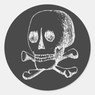 Schedel en gekruiste botten schuin ronde sticker