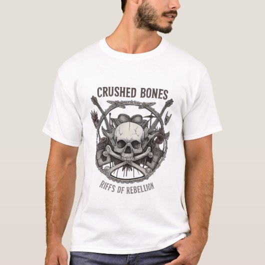 Schedel en Gitaren Rock & Roll Album Art T-Shirt (Voorkant)