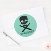 schedel en haken ronde sticker (Envelop)